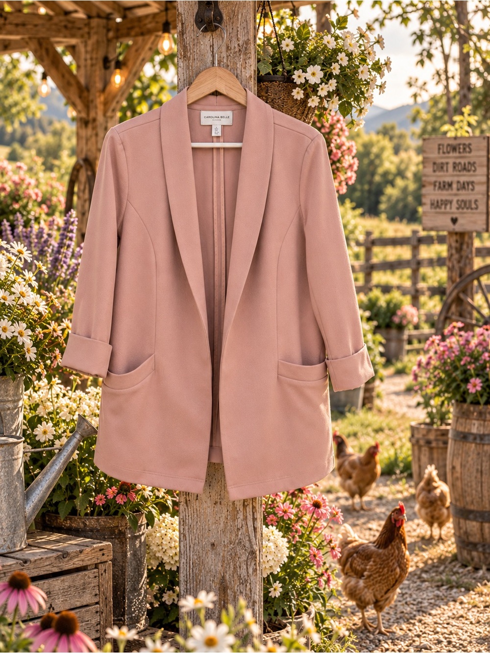 🌸Carolina Belle - Pink Open-Front Blazer